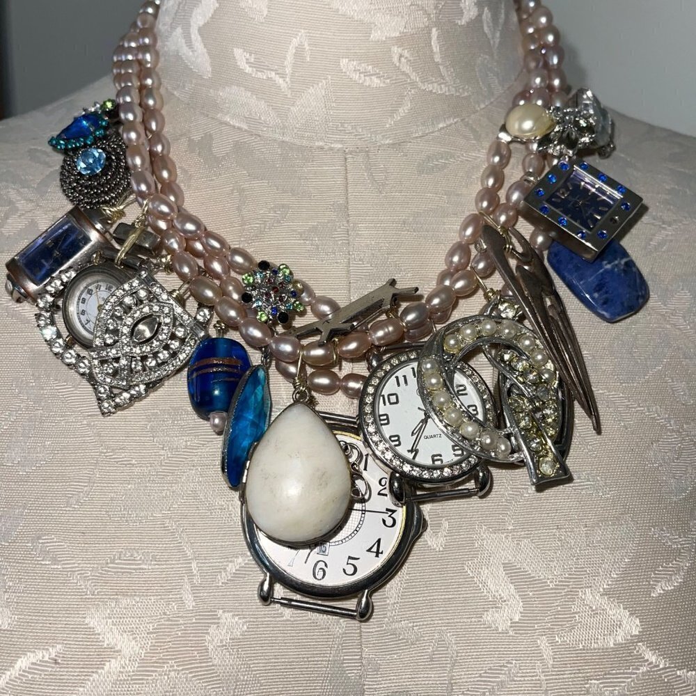 Handmade Vintage Statement Necklace One Of A Kind Freshwater Pearl Jewelry Parts
